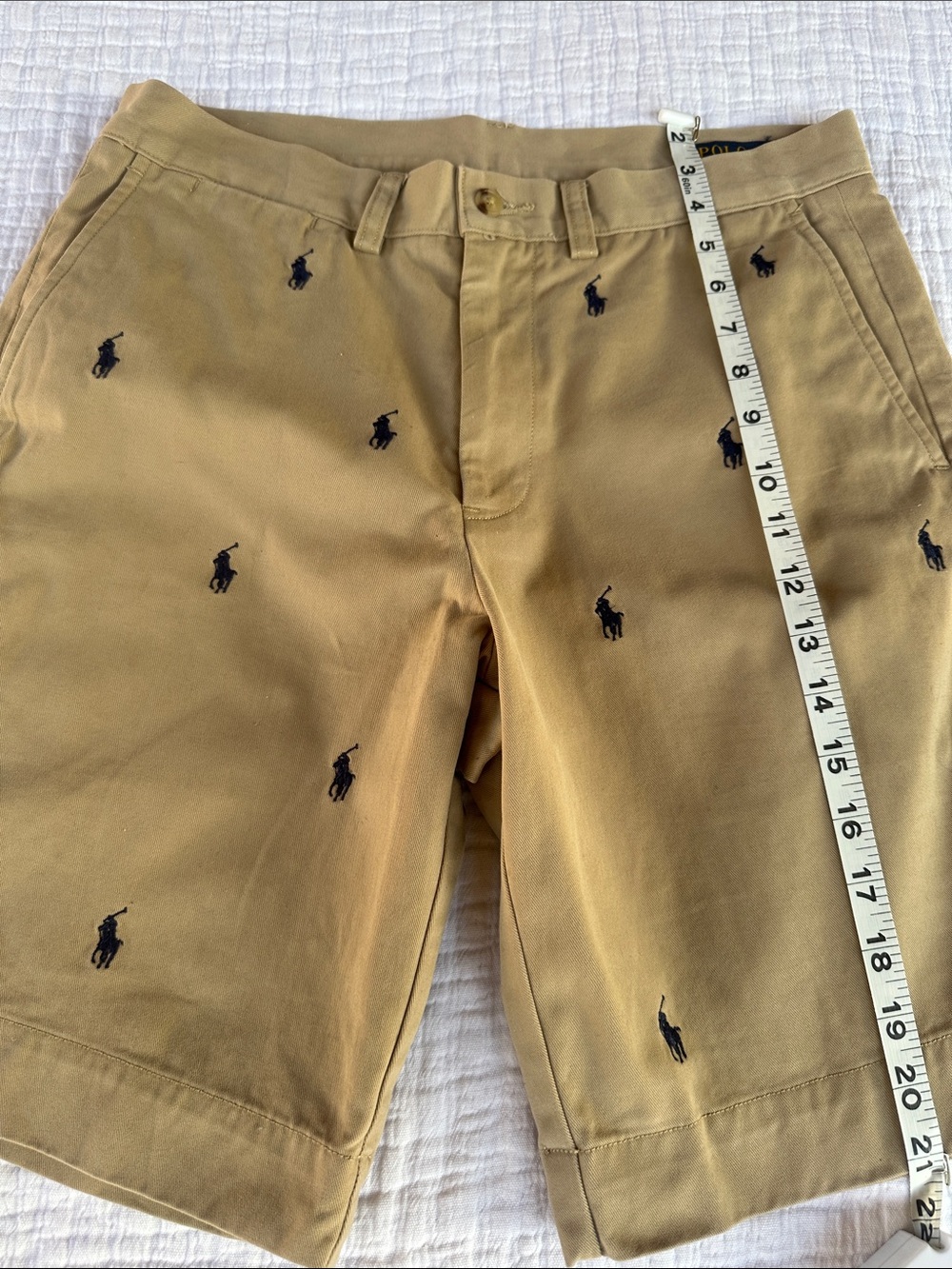 Polo by Ralph Lauren Tan Shorts with Navy Polo Embroidery